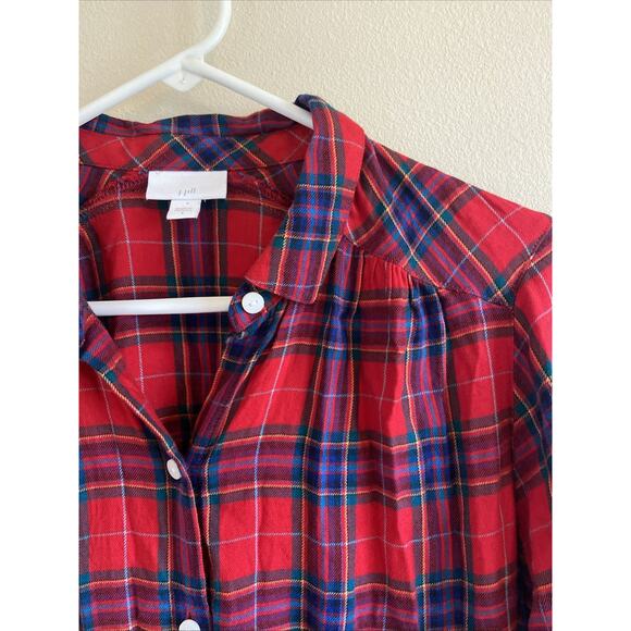 J. Jill Red Plaid Holiday Christmas Casual Button Up Shirt Womens Small - Picture 4 of 6